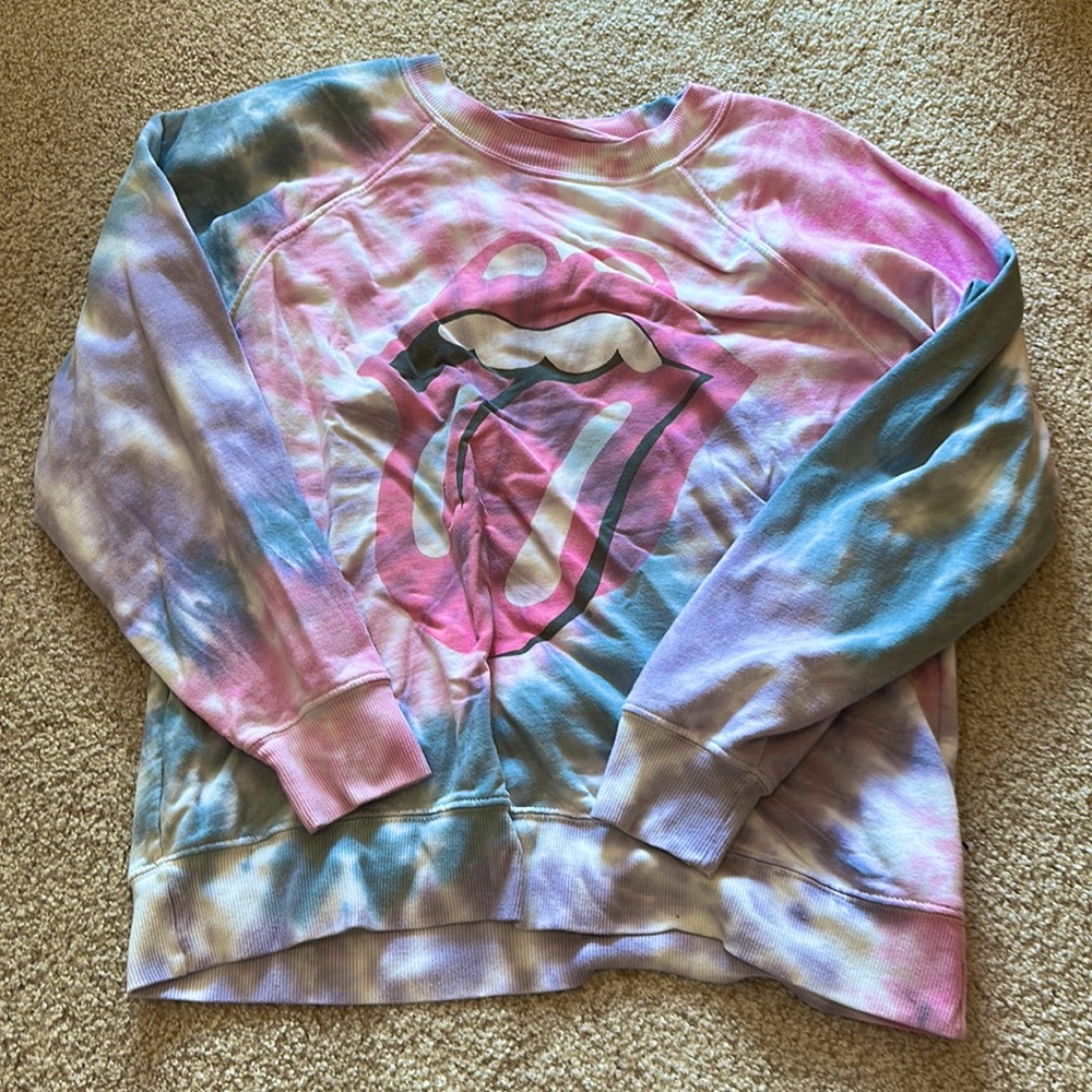 Hollister, rolling stones, sweat shirt, XS, tie dye